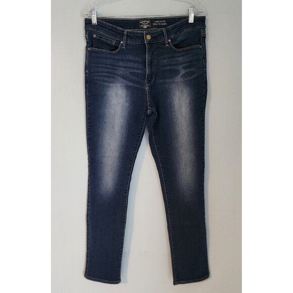 Levi Strauss Signature Totally Shaping Slim Straight Jeans Blue Womens 32x28 - Picture 2 of 11